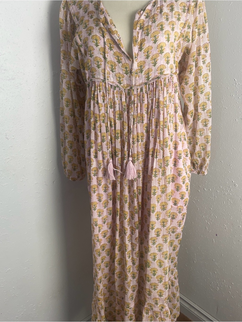 Dolma Block Printed Floral Indian Midi Dress